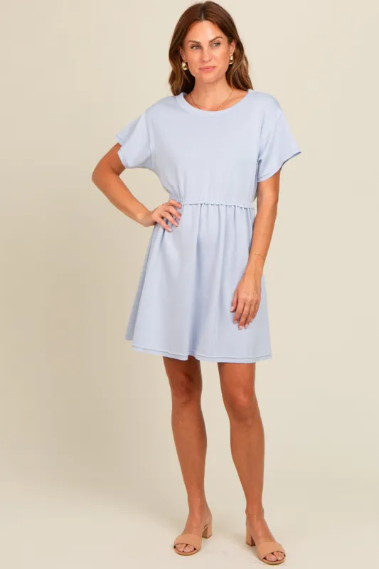 Light Blue Cut Edge Short Sleeve Dress sold by Pinkblush