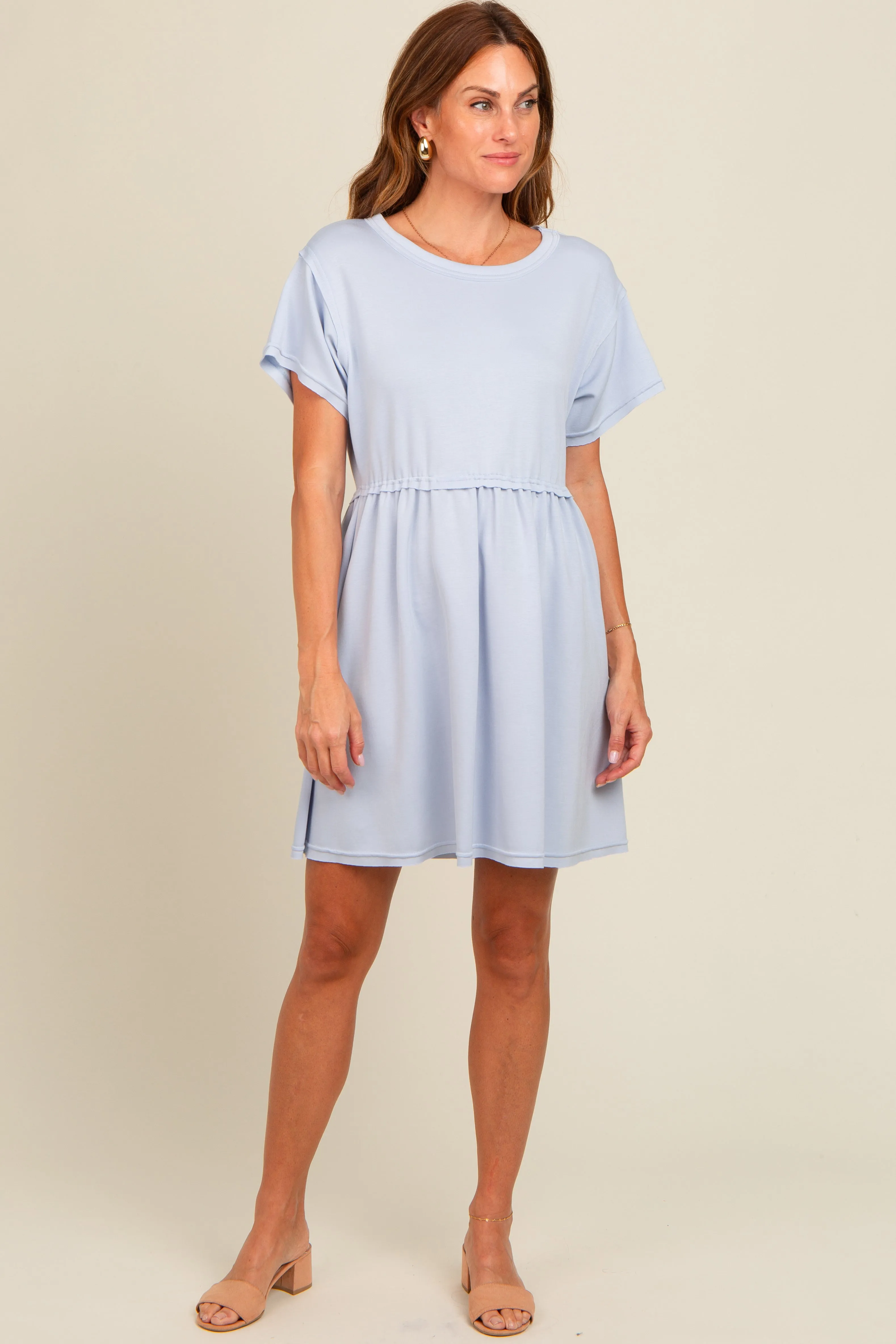 Light Blue Cut Edge Short Sleeve Dress sold by Pinkblush product image thumbnail 2