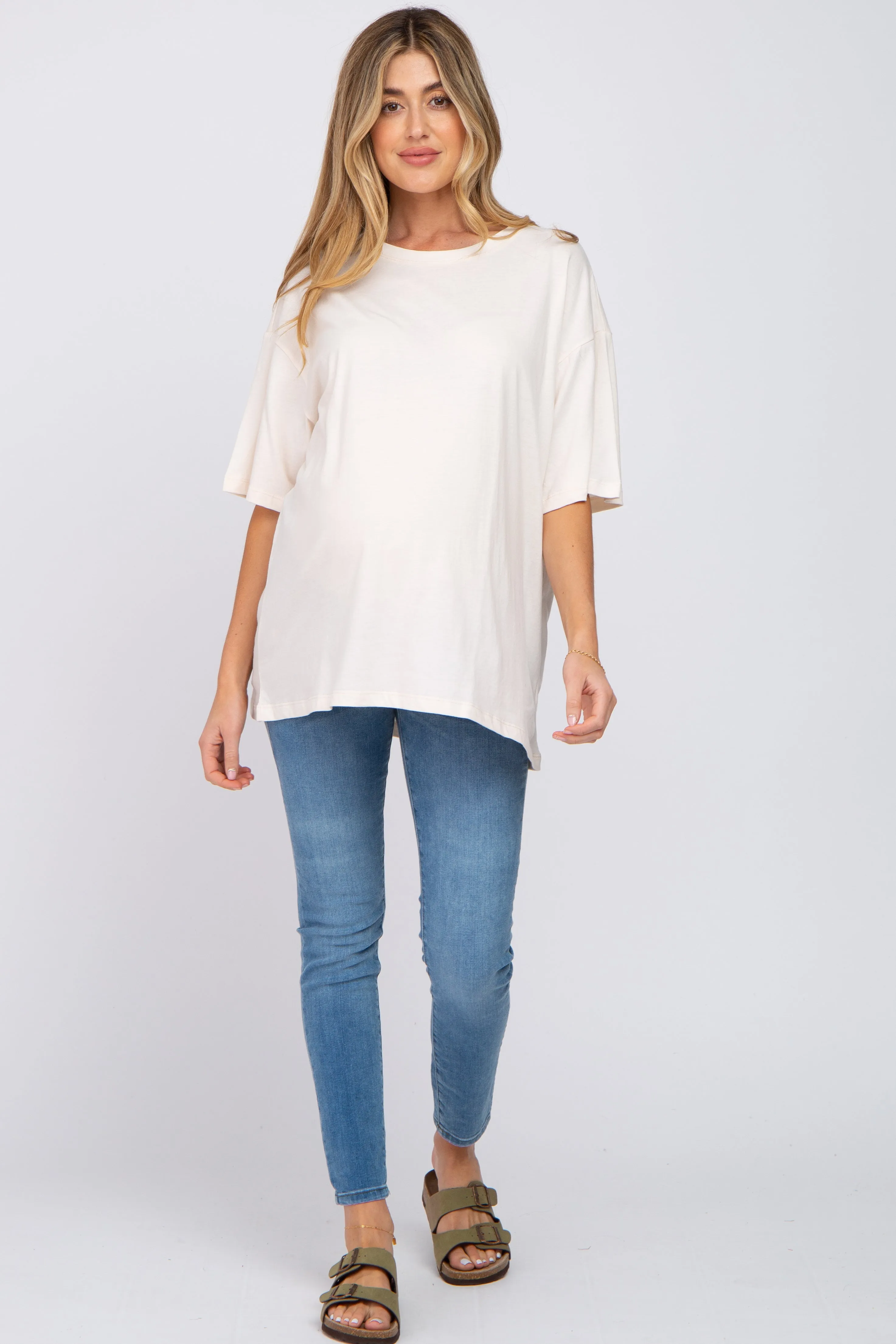 Ivory Basic Oversized Maternity Tee sold by Pinkblush product image thumbnail 4