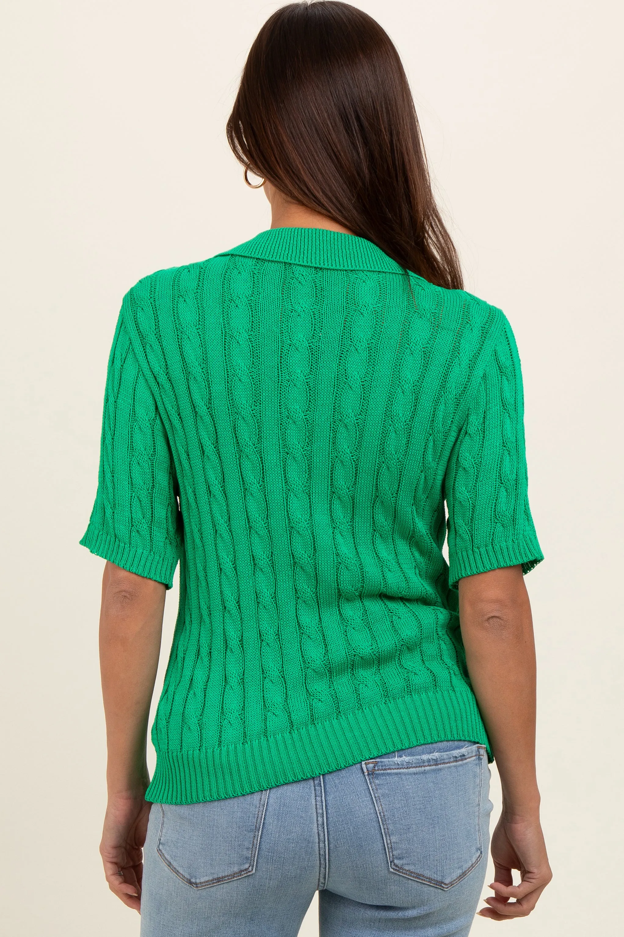 Green Knit Button Collared Maternity Top sold by Pinkblush product image thumbnail 4