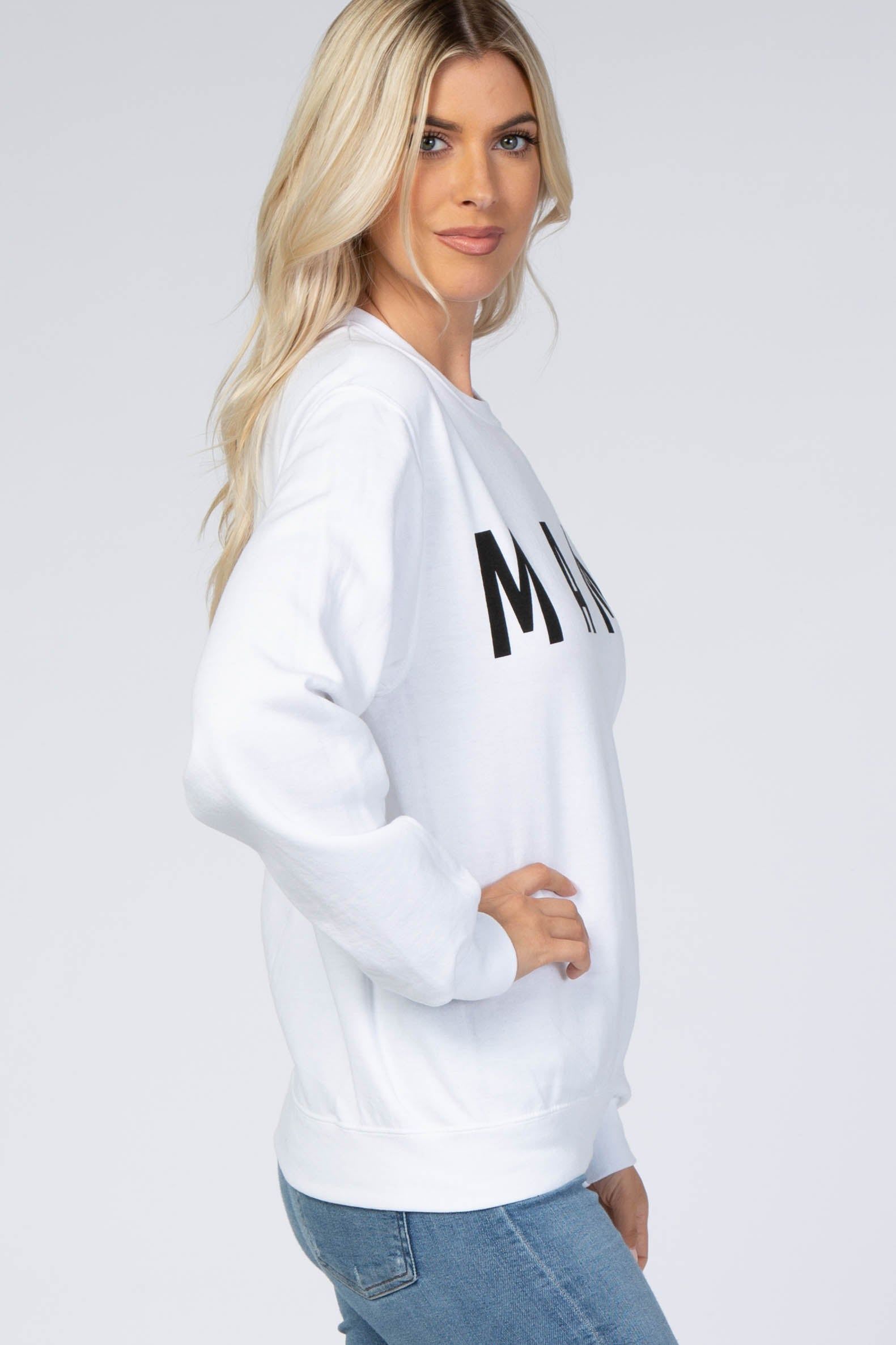 White Screen Print Mama Pullover Sweatshirt sold by Pinkblush product image thumbnail 3