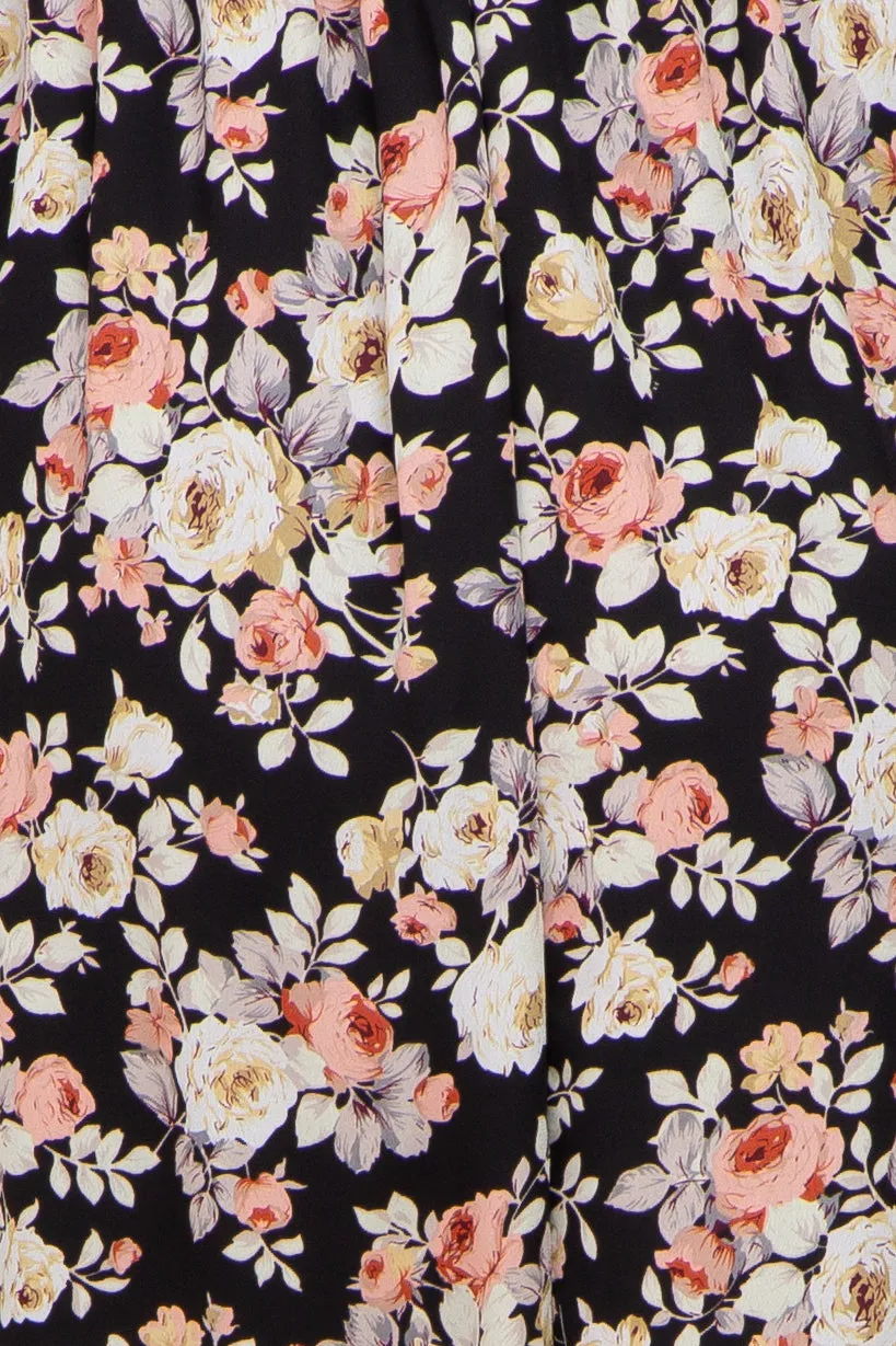 Black Floral Smocked Maternity Midi Dress sold by Pinkblush product image thumbnail 4