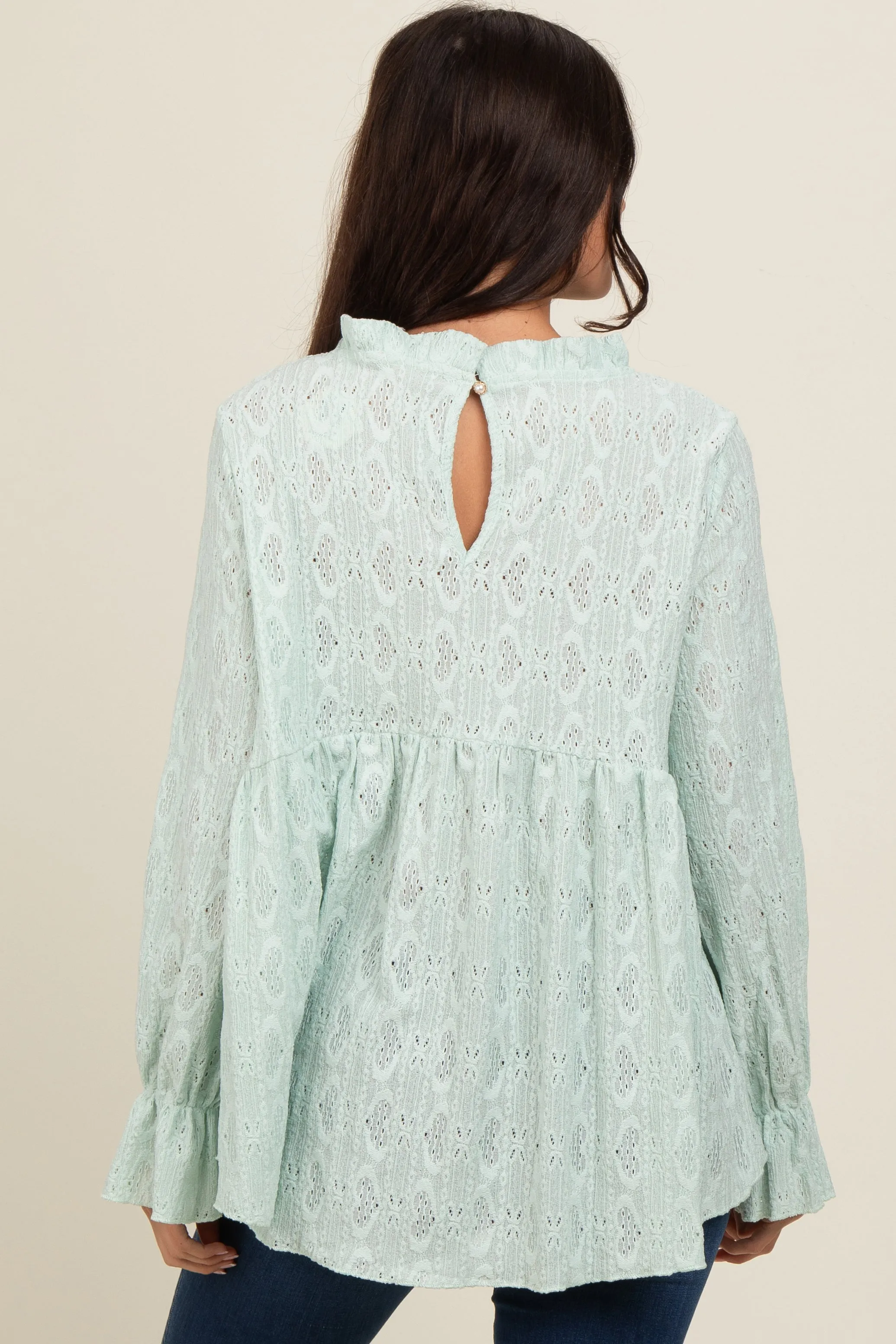 Mint Green Lace Ruffled Neck Top sold by Pinkblush product image thumbnail 3