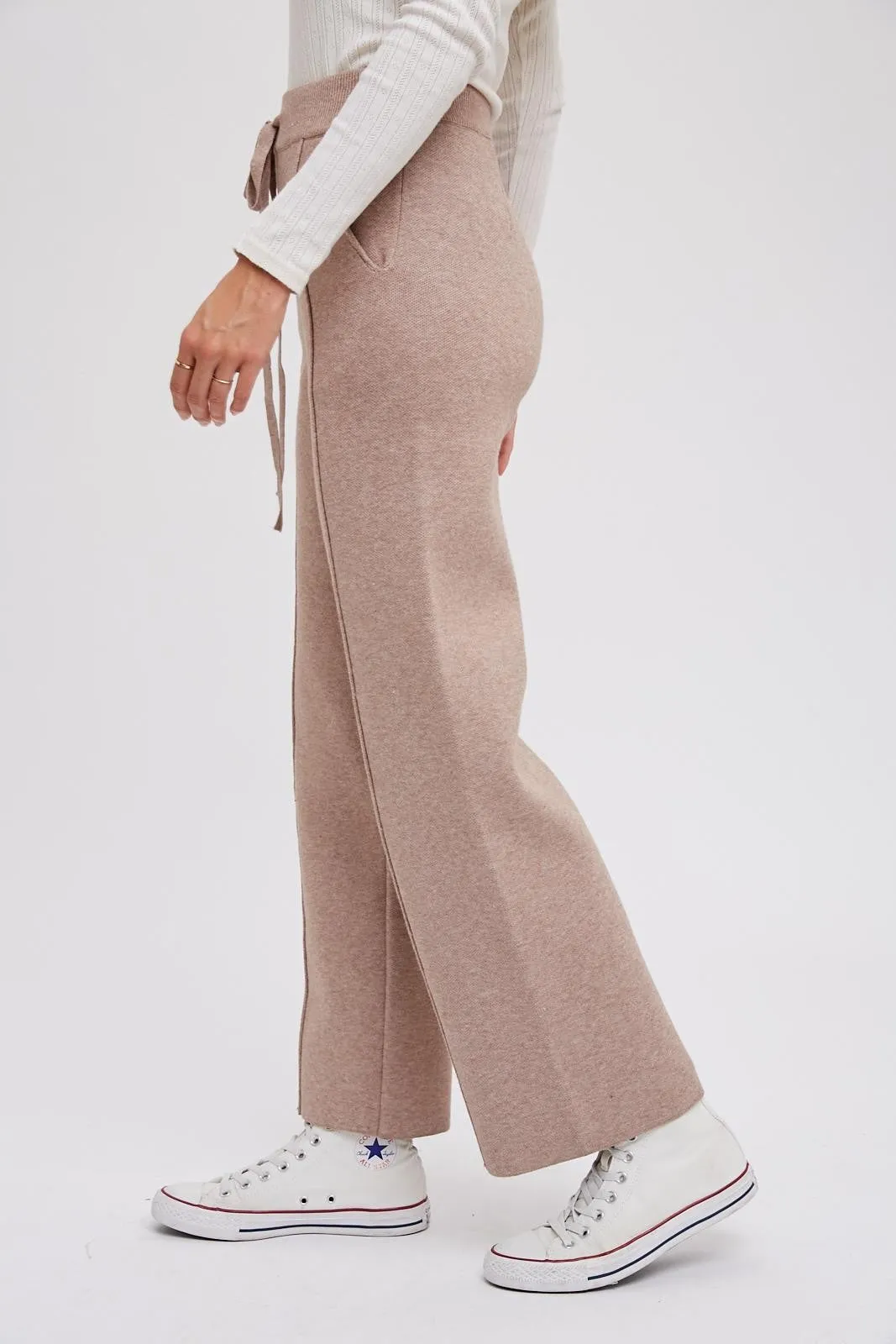 Taupe Front Seam Sweater Knit Drawstring Pants sold by Pinkblush product image thumbnail 4