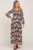 Black Floral Smocked Maternity Midi Dress sold by Pinkblush