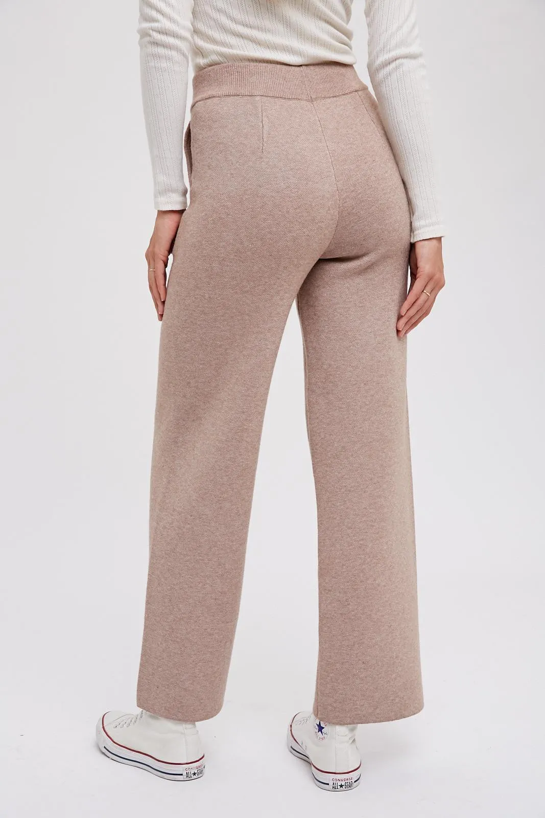 Taupe Front Seam Sweater Knit Drawstring Pants sold by Pinkblush product image thumbnail 5