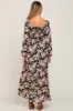 Black Floral Smocked Maternity Midi Dress sold by Pinkblush