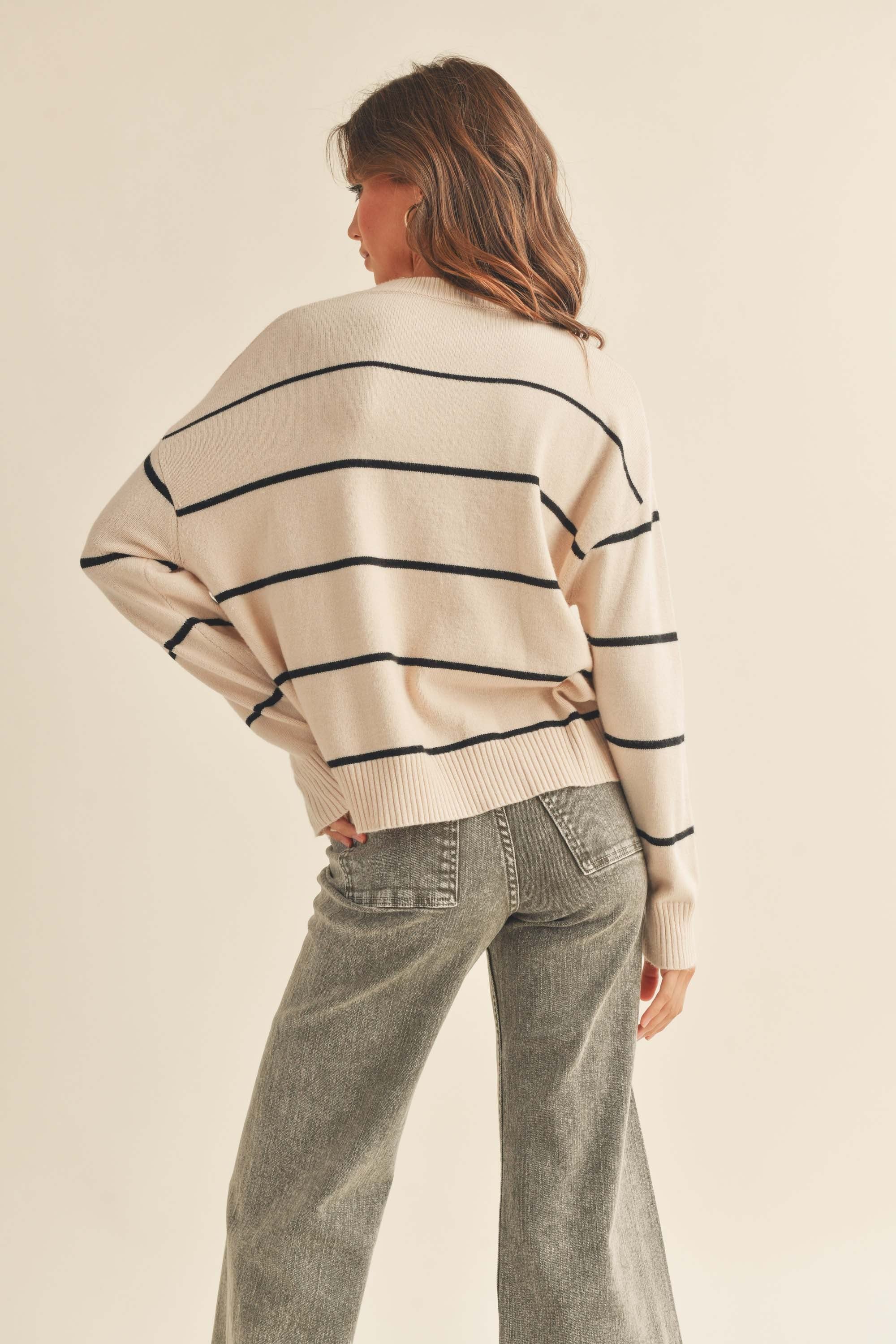 Beige Striped Basic Sweater sold by Pinkblush product image thumbnail 3