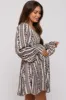 Black Floral Stripe Smocked Long Sleeve Maternity Dress sold by Pinkblush