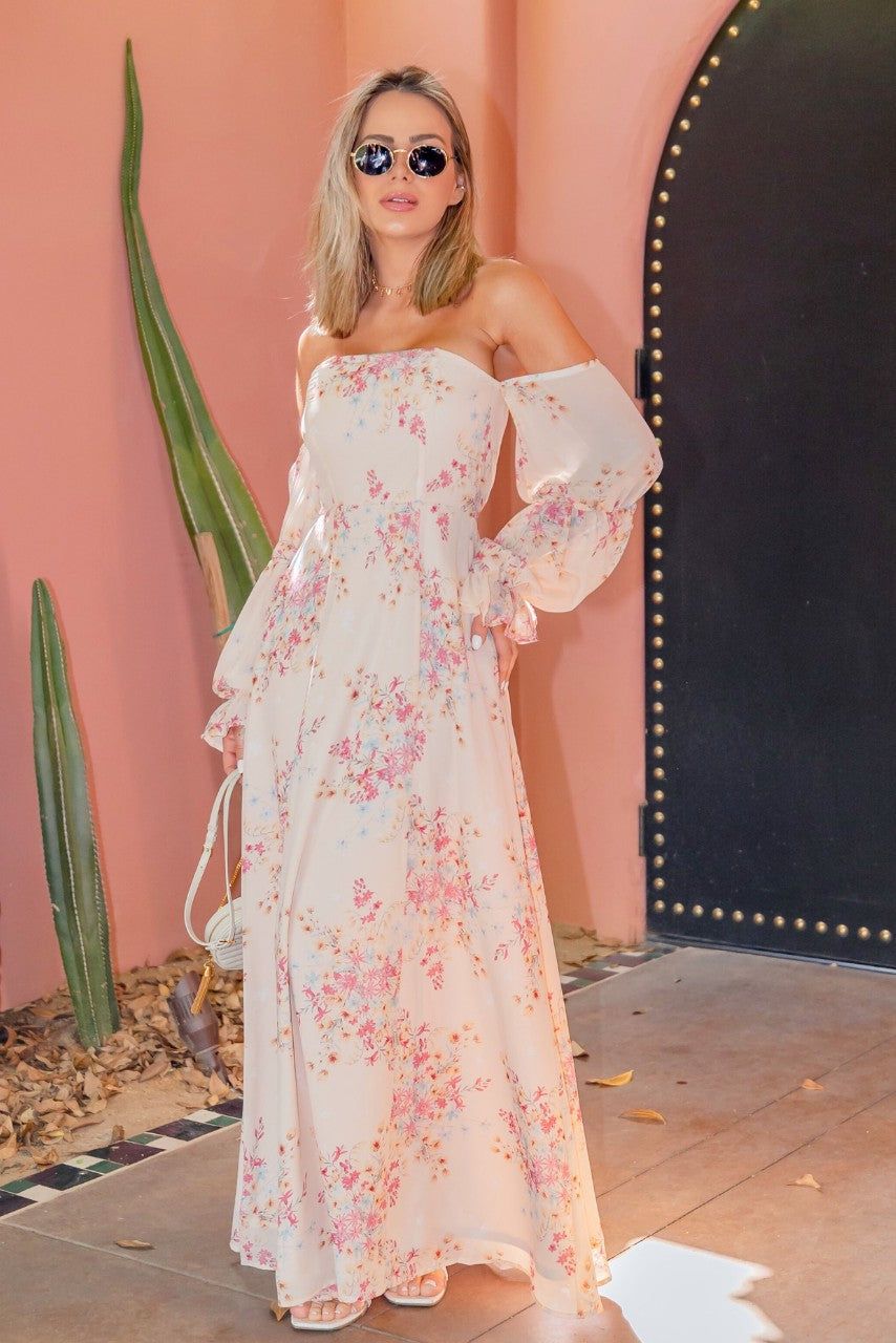 Blush Print Chiffon Drop Sleeve Maxi sold by Pinkblush