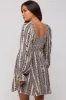 Black Floral Stripe Smocked Long Sleeve Maternity Dress sold by Pinkblush