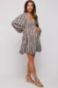 Black Floral Stripe Smocked Long Sleeve Maternity Dress sold by Pinkblush