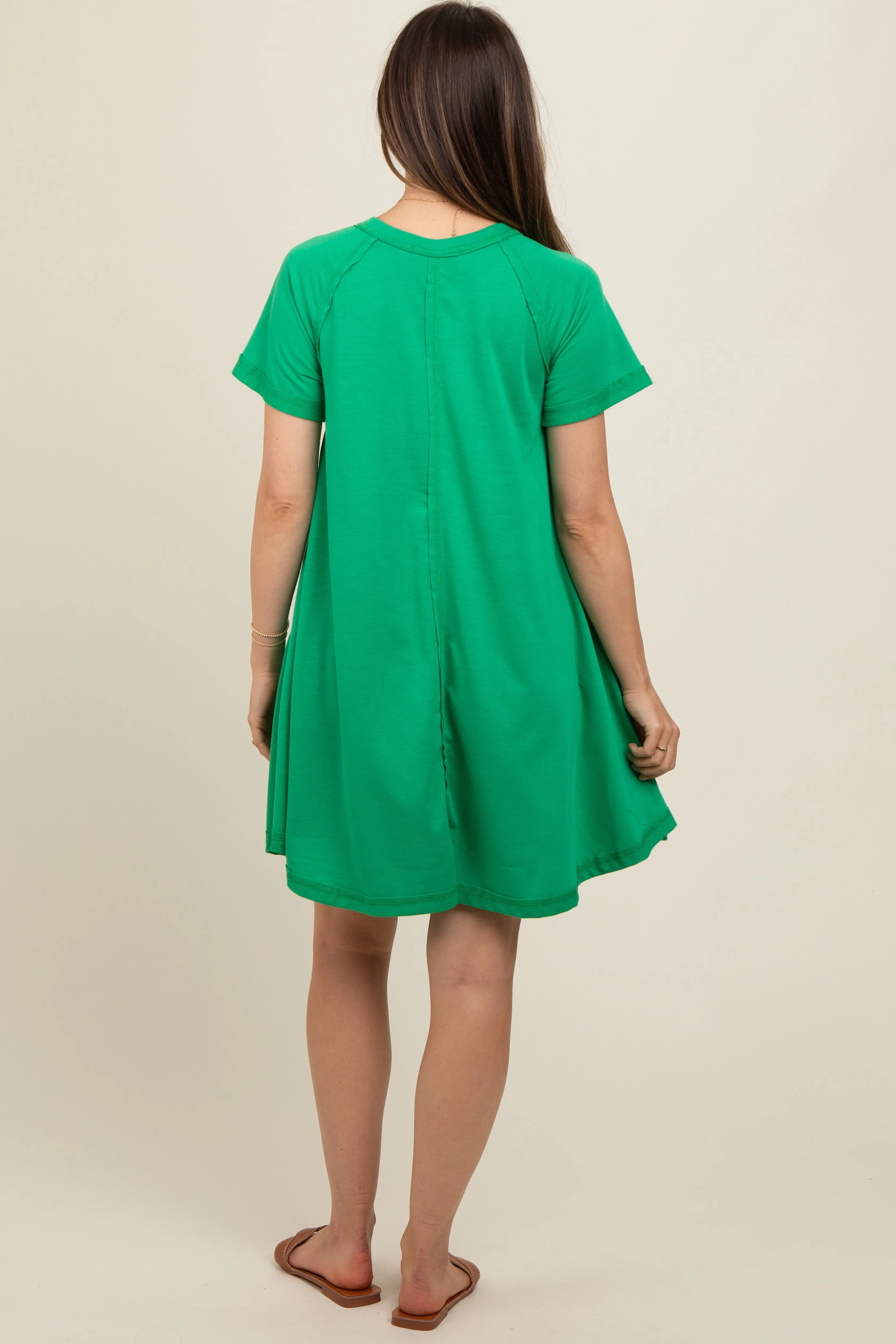 Green Solid T-shirt Maternity Mini Dress sold by Pinkblush product image thumbnail 3