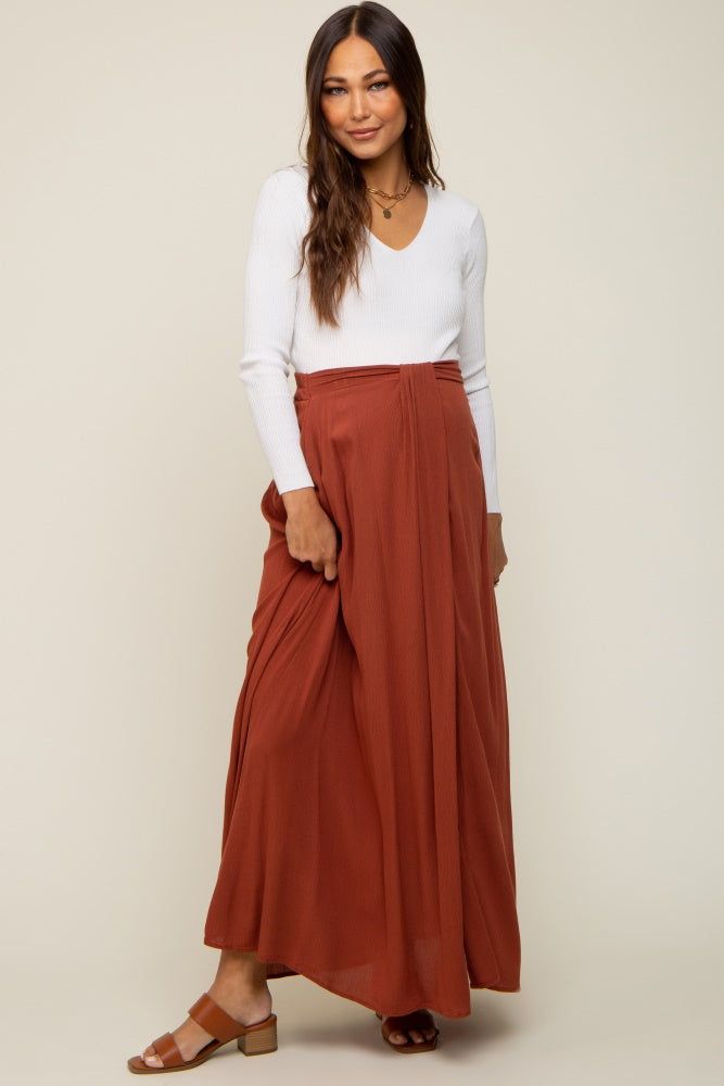 Rust Side Slit Maternity Maxi Skirt sold by Pinkblush product image thumbnail 5