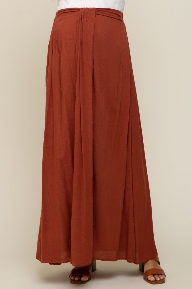 Rust Side Slit Maternity Maxi Skirt sold by Pinkblush product image thumbnail 2