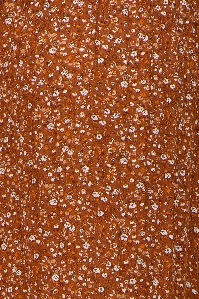 Camel Floral 3/4 Sleeve Maternity Midi Dress sold by Pinkblush product image thumbnail 4