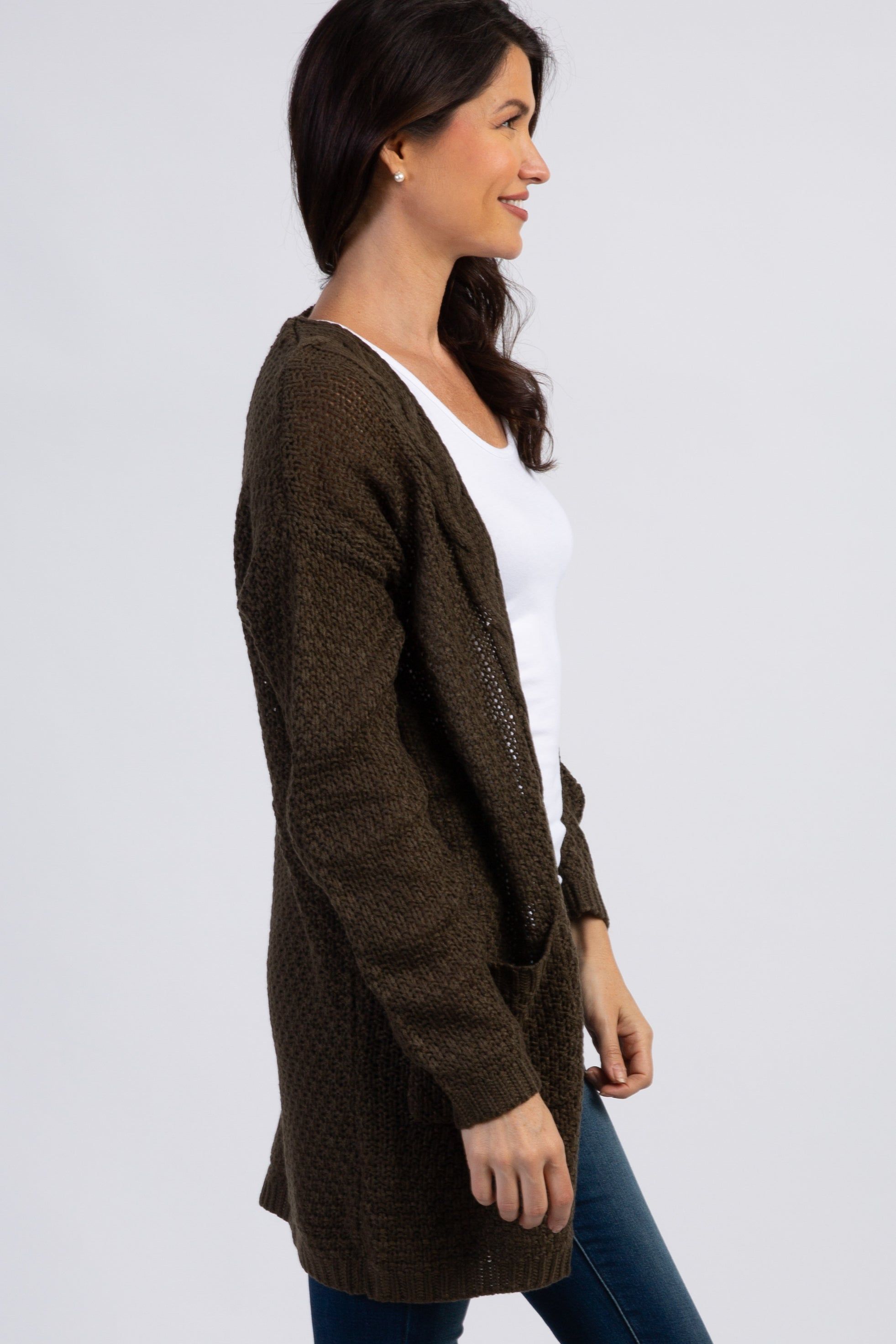 Olive Cable Knit Cardigan sold by Pinkblush product image thumbnail 2
