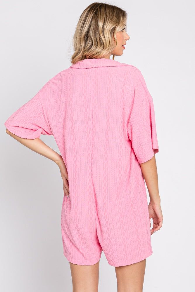Pink Terry Cloth Collared Romper sold by Pinkblush product image thumbnail 3