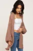 Brown Cable Knit Front Pocket Cardigan sold by Pinkblush