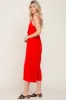 Red Sleeveless Ruched Drawstring Jumpsuit sold by Pinkblush