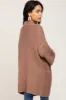 Brown Cable Knit Front Pocket Cardigan sold by Pinkblush