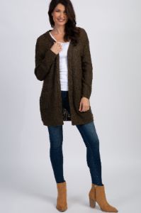 Olive Cable Knit Cardigan sold by Pinkblush