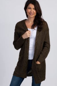 Olive Cable Knit Cardigan sold by Pinkblush