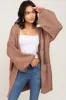 Brown Cable Knit Front Pocket Cardigan sold by Pinkblush