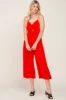 Red Sleeveless Ruched Drawstring Jumpsuit sold by Pinkblush