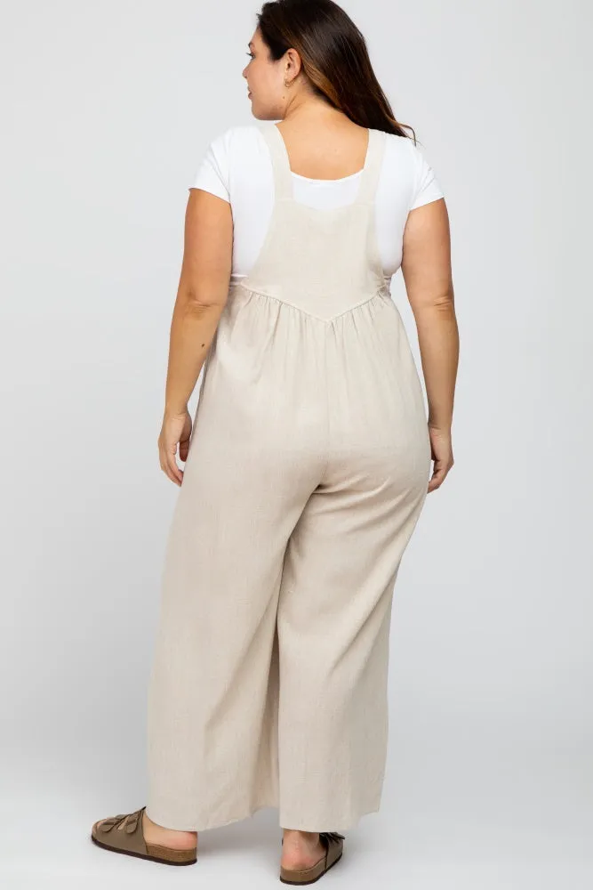 Beige Linen Plus Overalls sold by Pinkblush product image thumbnail 3