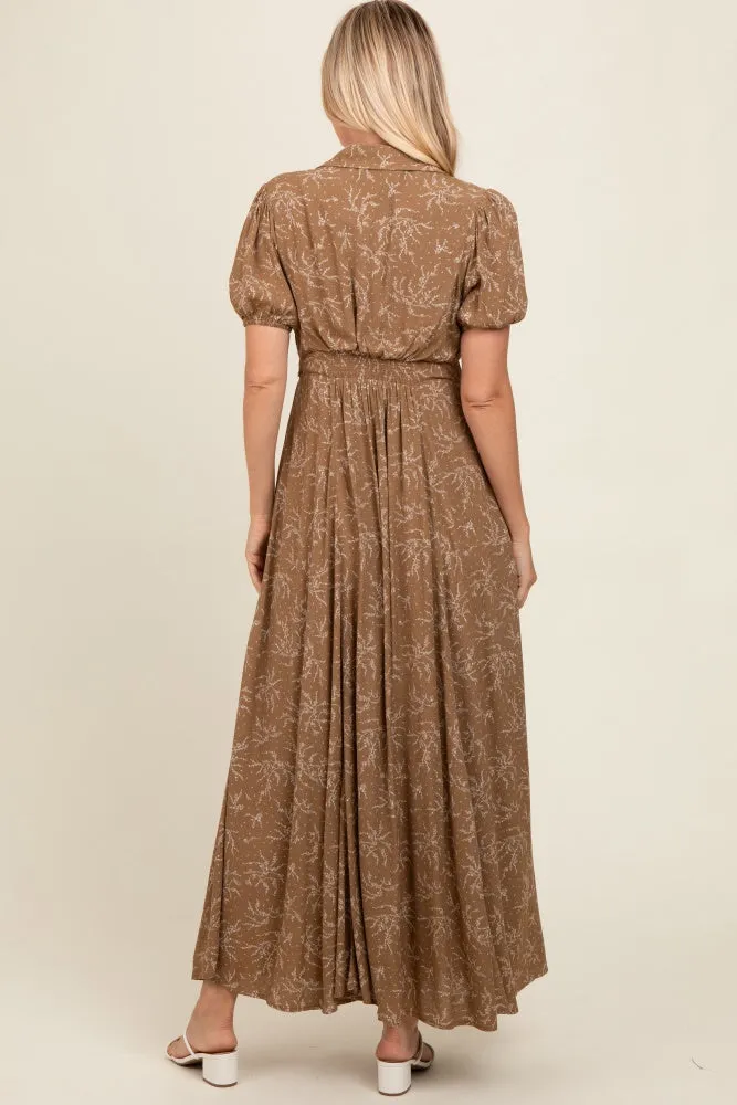 Brown Floral Button Down Maxi Dress sold by Pinkblush product image thumbnail 5