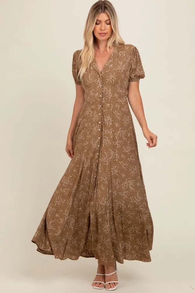 Brown Floral Button Down Maxi Dress sold by Pinkblush product image thumbnail 2