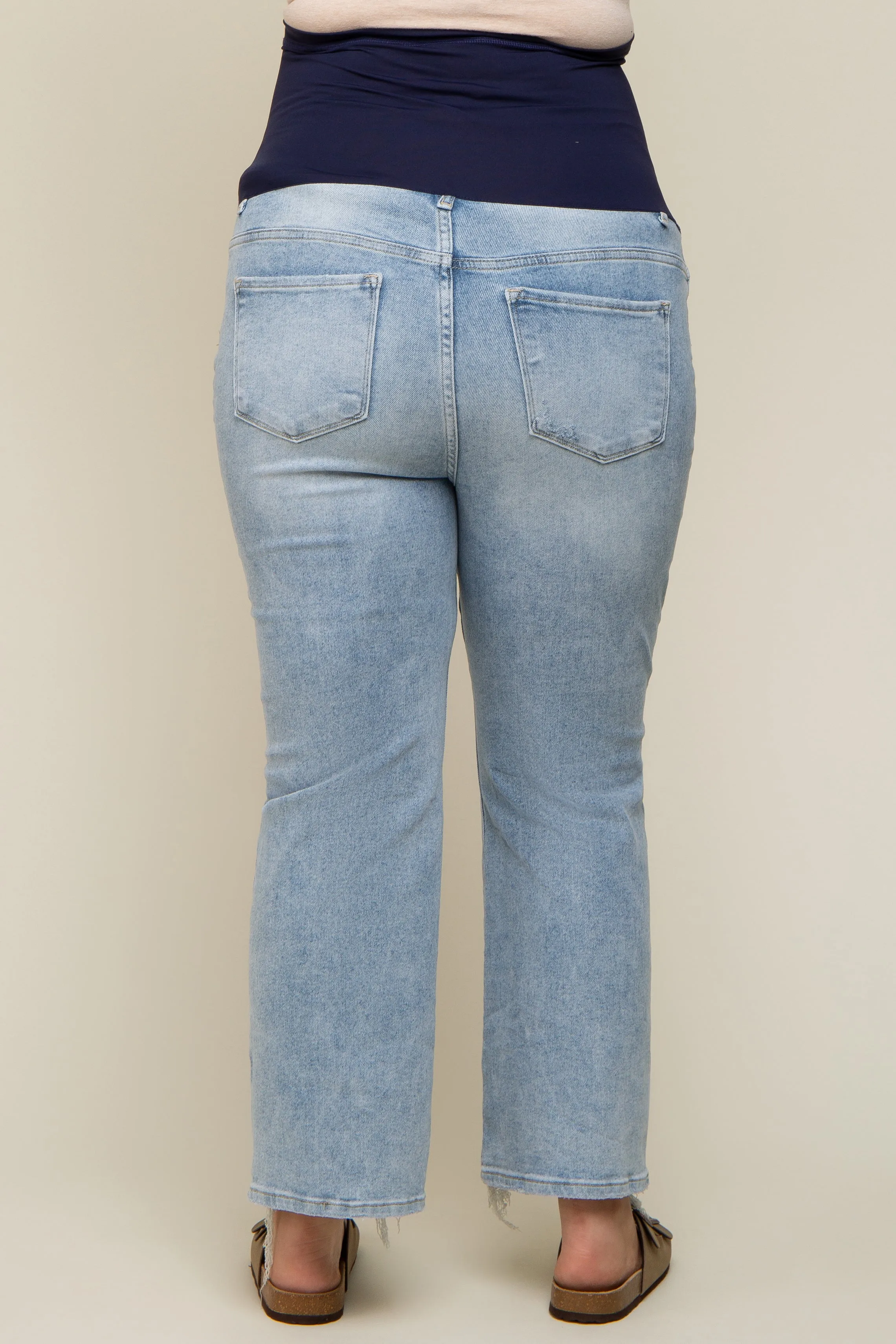 Light Blue Flare Distressed Hem Maternity Plus Jeans sold by Pinkblush product image thumbnail 4
