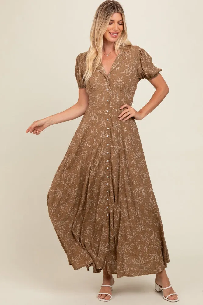 Brown Floral Button Down Maxi Dress sold by Pinkblush product image thumbnail 3
