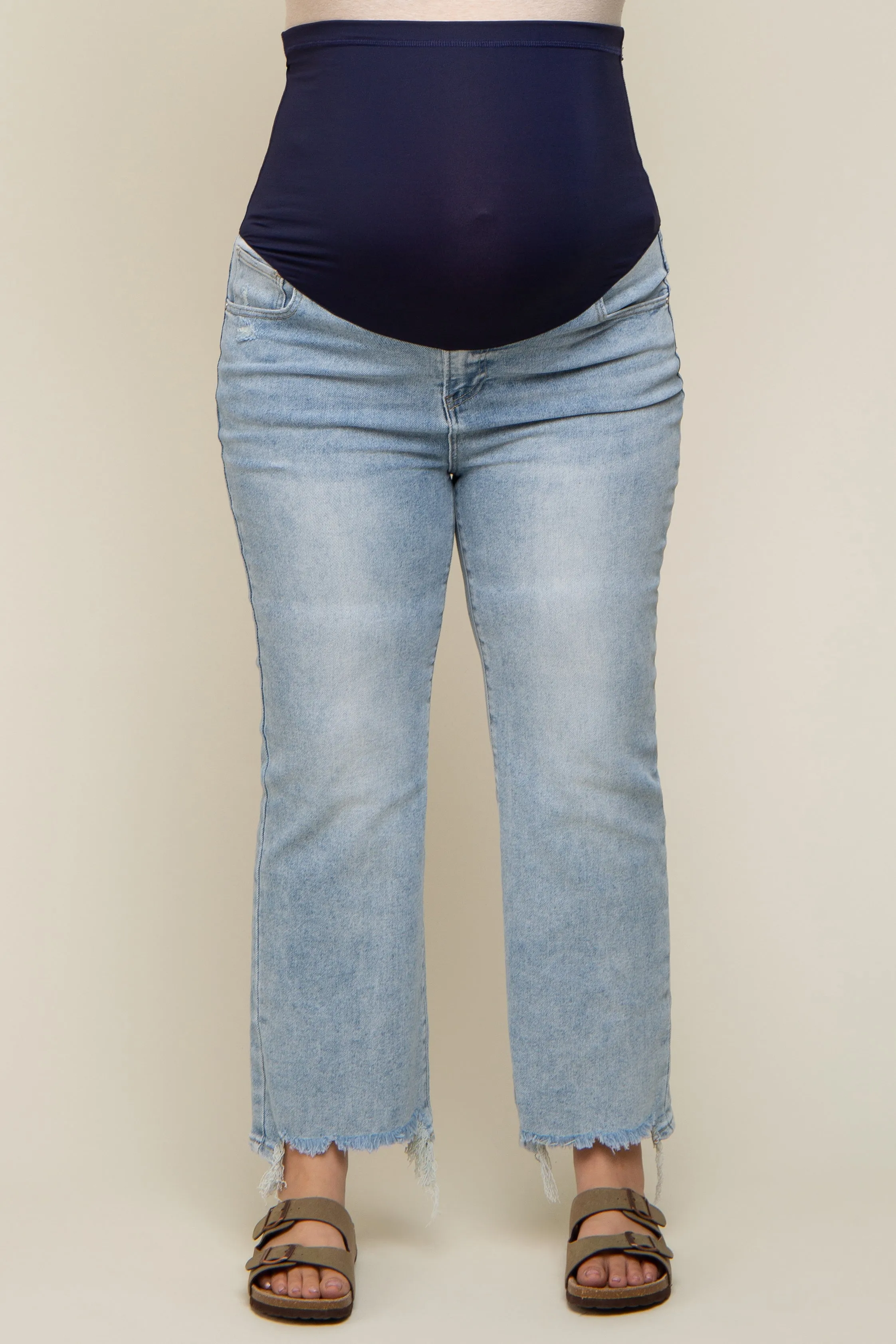 Light Blue Flare Distressed Hem Maternity Plus Jeans sold by Pinkblush product image thumbnail 2