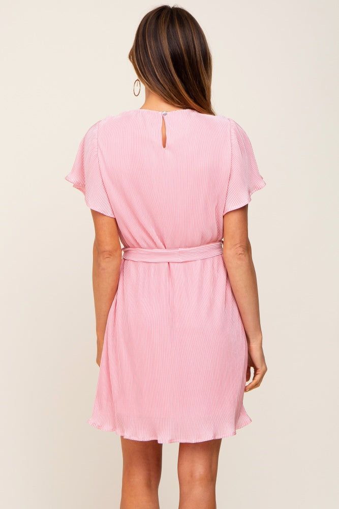 Pink Pleated Front Tie Dress sold by Pinkblush product image thumbnail 3