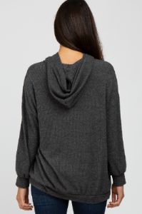 Charcoal Brushed Ribbed Hooded Top sold by Pinkblush