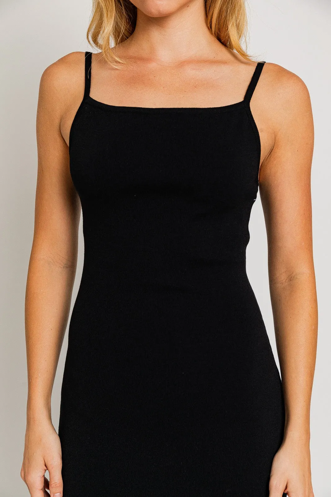 Black Rib Knit Back Slit Maternity Dress sold by Pinkblush product image thumbnail 5