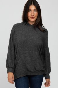 Charcoal Brushed Ribbed Hooded Top sold by Pinkblush