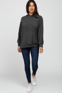 Charcoal Brushed Ribbed Hooded Top sold by Pinkblush