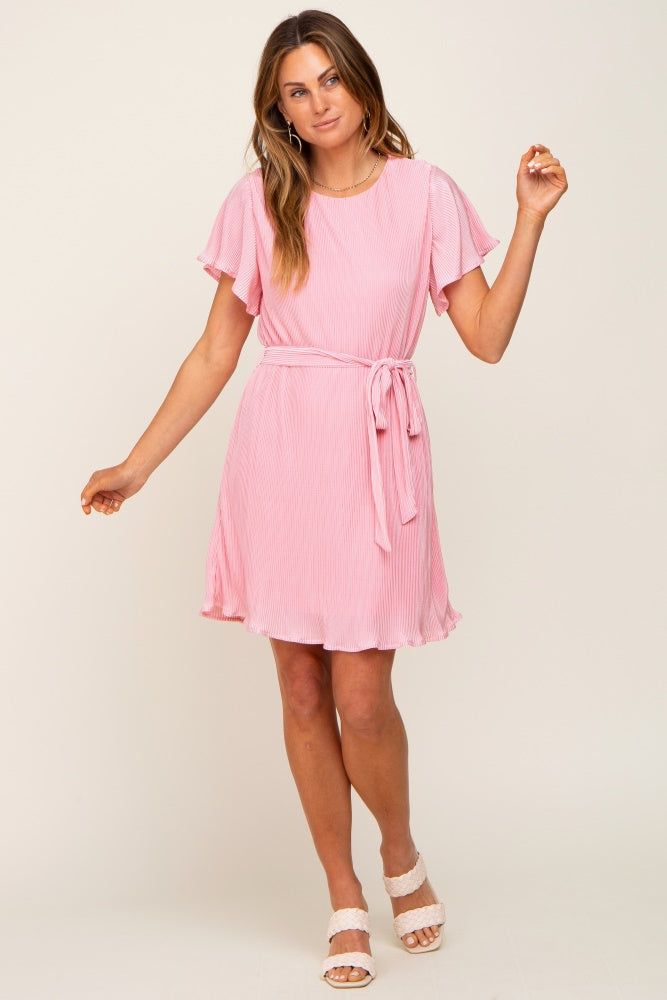 Pink Pleated Front Tie Dress sold by Pinkblush product image thumbnail 5