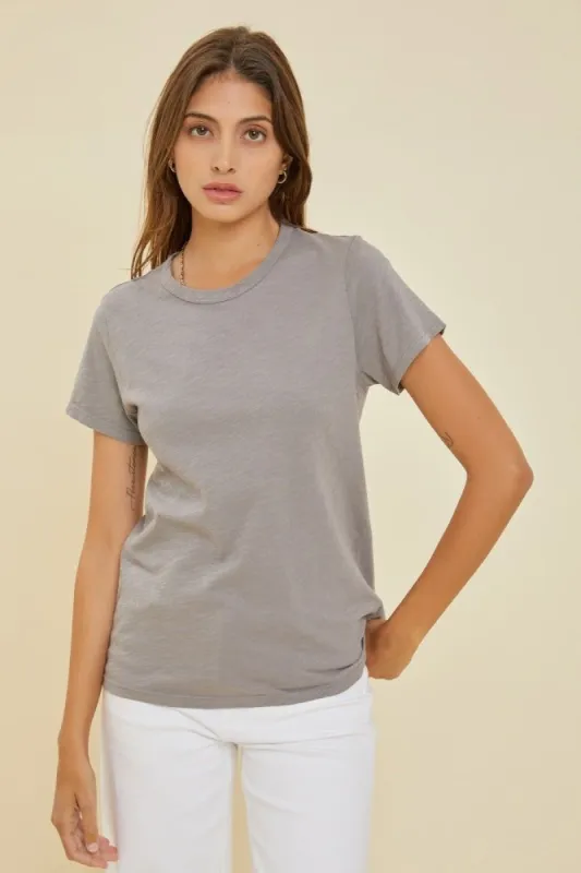 Grey Slub Knit Cropped T-Shirt sold by Pinkblush