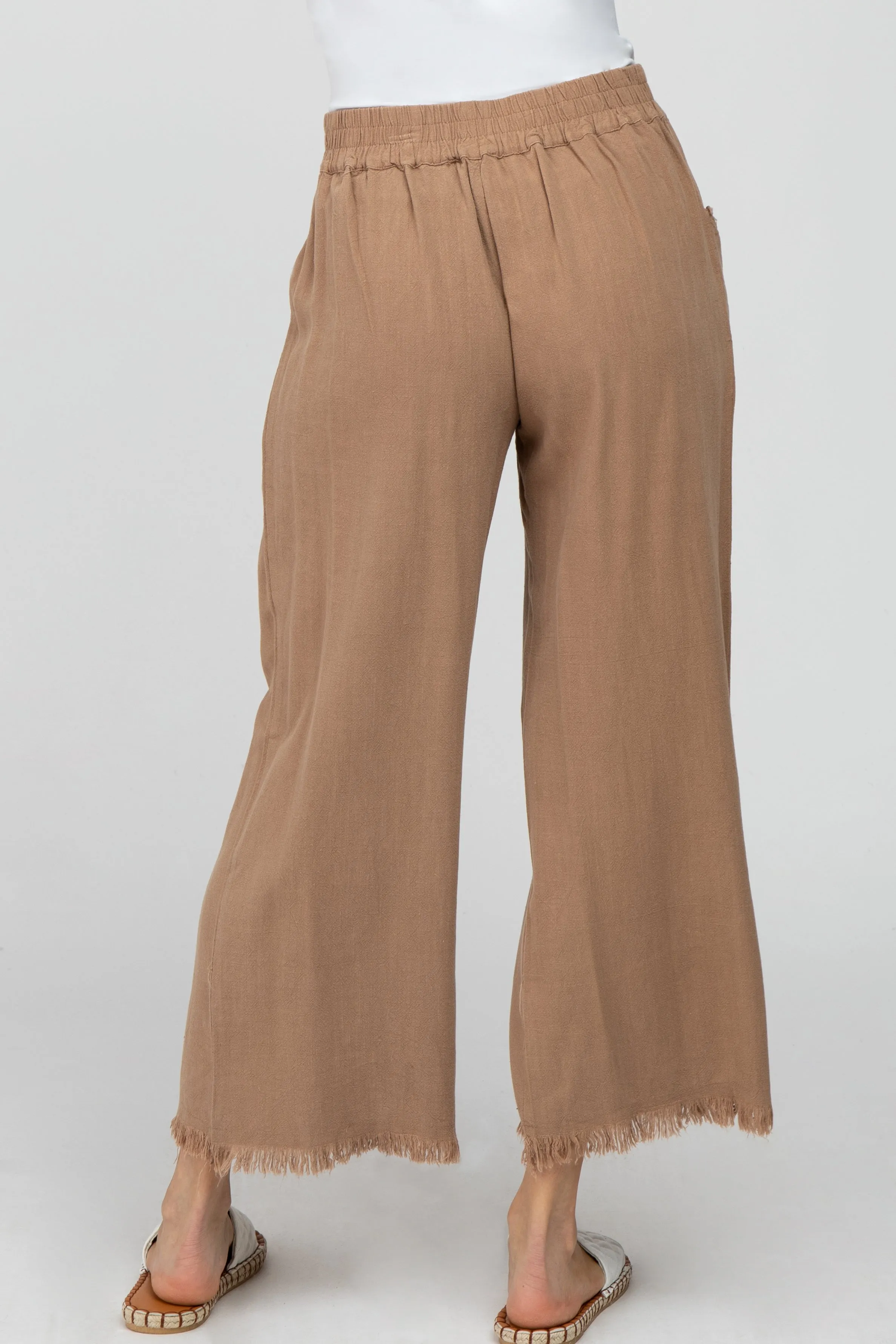 Taupe Linen Frayed Hem Crop Pants sold by Pinkblush product image thumbnail 4
