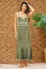 Olive Contrast Trim Crochet Maxi Swim Cover Up sold by Pinkblush