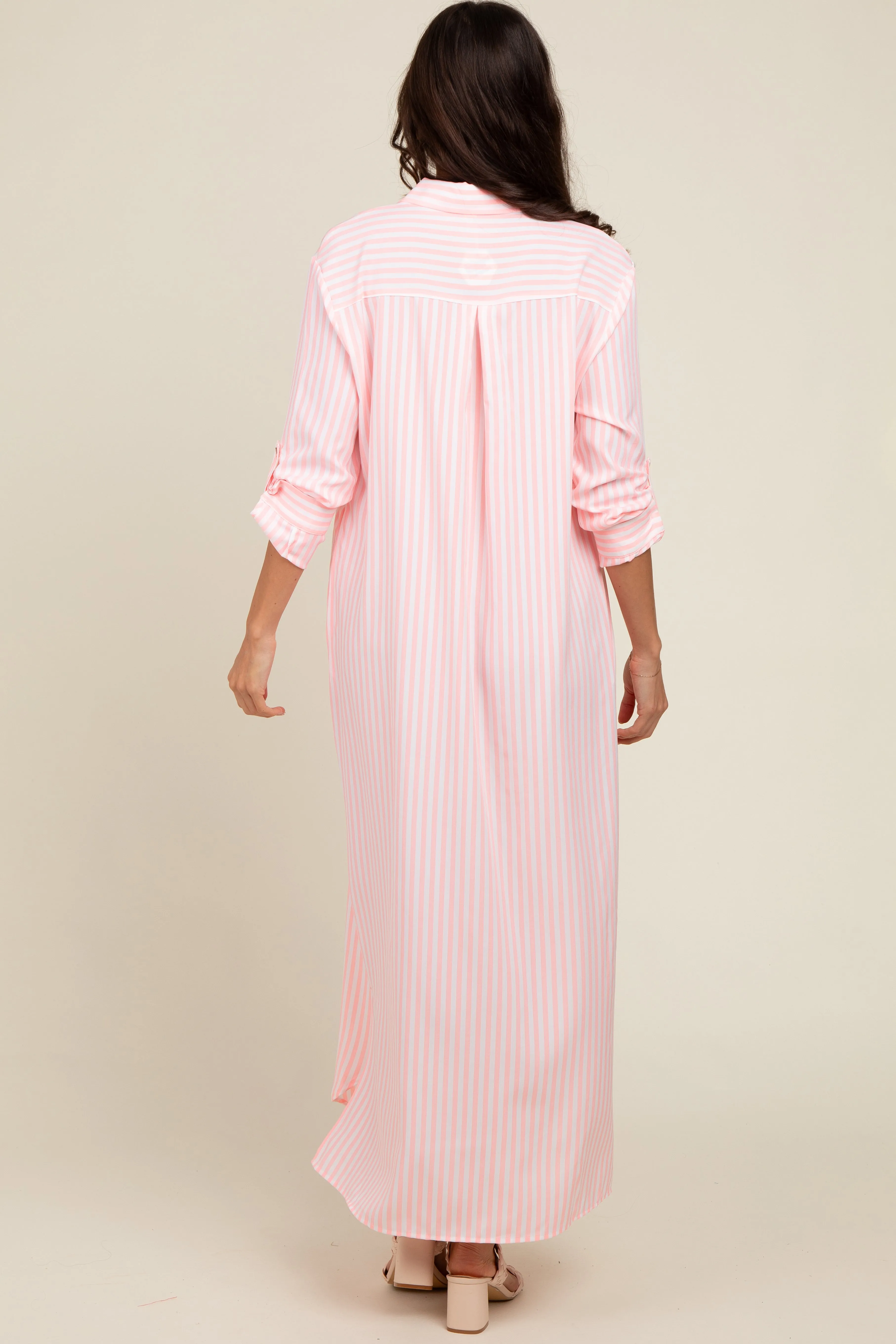 Pink Striped Button Down Maxi Dress sold by Pinkblush product image thumbnail 3