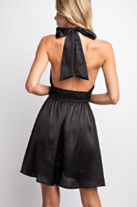 Black Crisscross Halter Mini Dress sold by Pinkblush