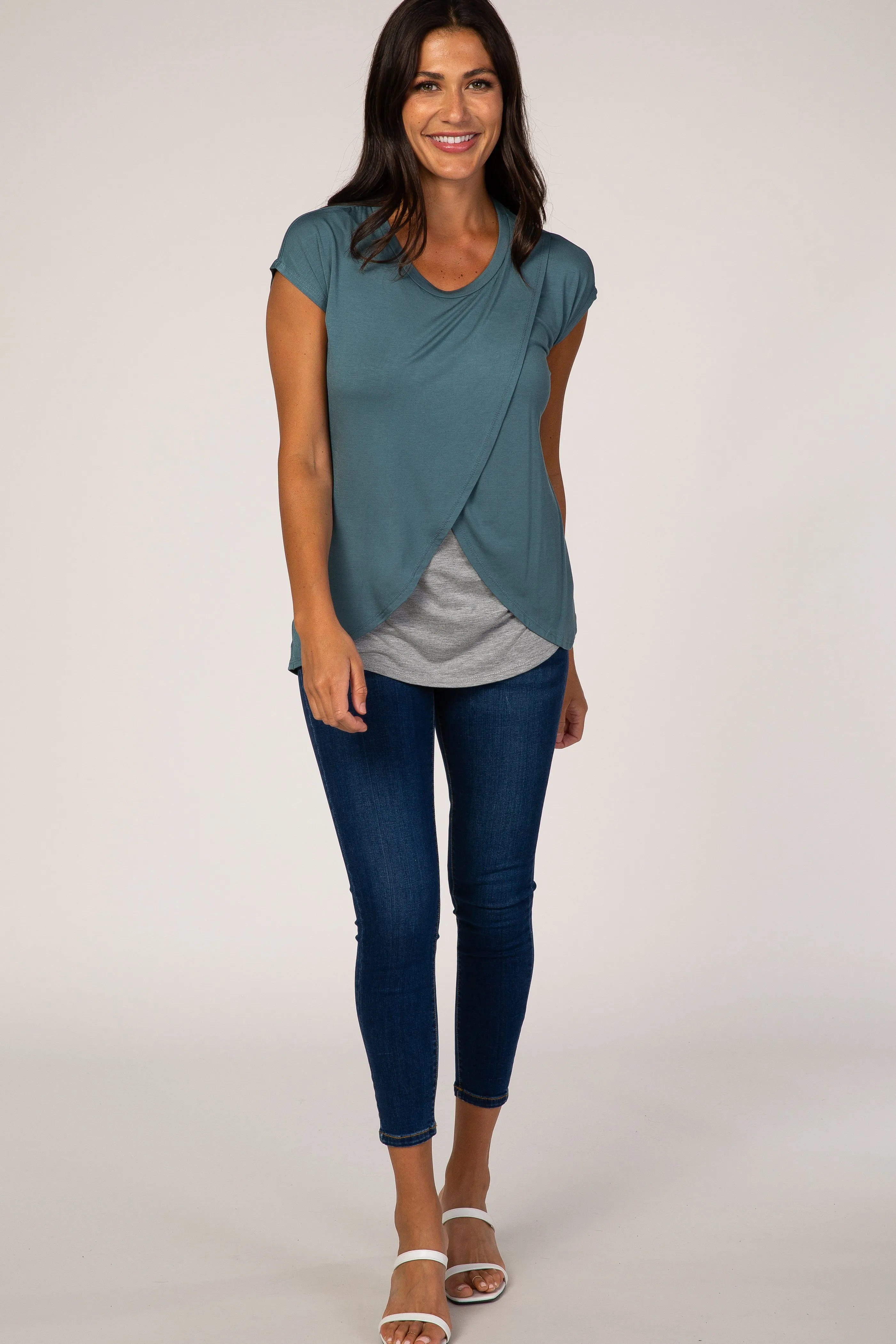 Slate Blue Layered Wrap Front Nursing Top sold by Pinkblush product image thumbnail 5