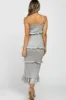 Sage Satin Smocked Fitted Midi Dress sold by Pinkblush