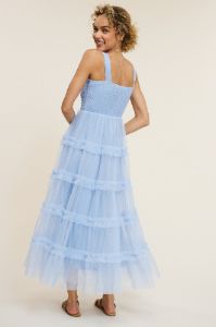 Light Blue Smocked Ruffle Tiered Tulle Midi Dress sold by Pinkblush