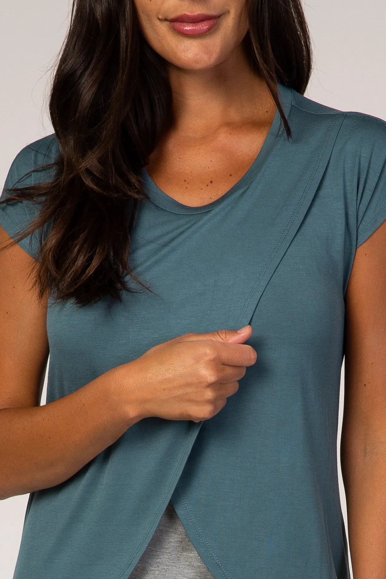 Slate Blue Layered Wrap Front Nursing Top sold by Pinkblush product image thumbnail 4